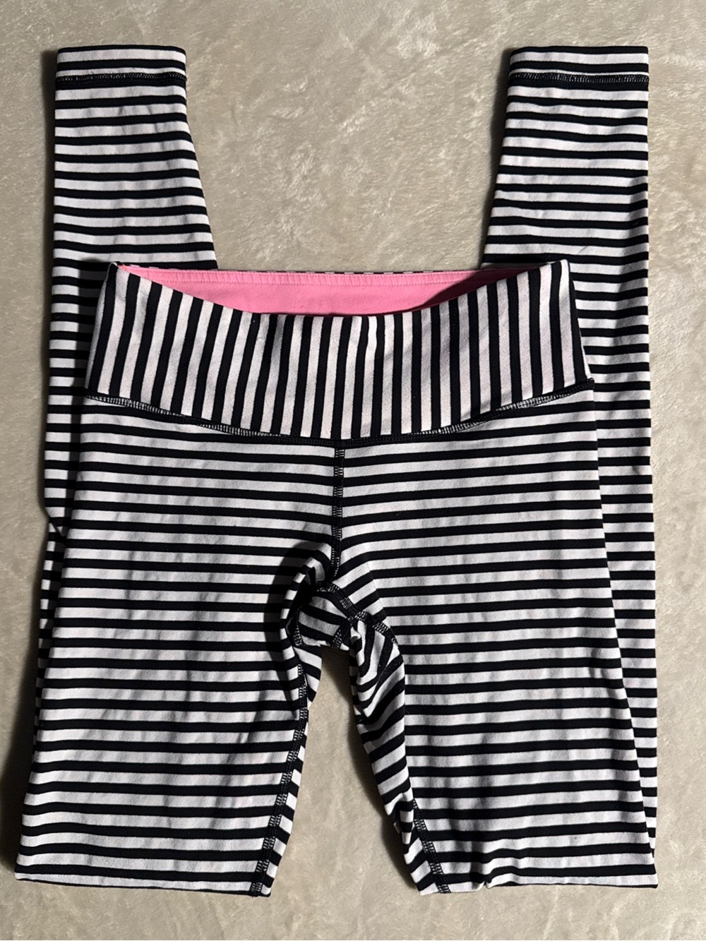 lululemon Black and White Striped Waistband Leggings